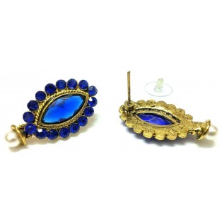 Gold Oxidized Women Earring Stud Jewelry PushBack Classy Gift-Rhinestone Bead 20